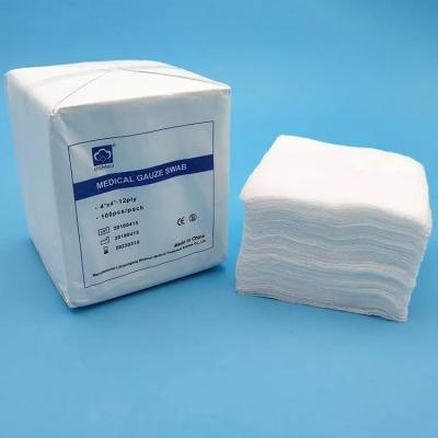 Chine Hot Sale Factory Direct Sale Medical Non Sterile 4 Ply Medical Cotton Absorbent Gauze Swabs Fabricant